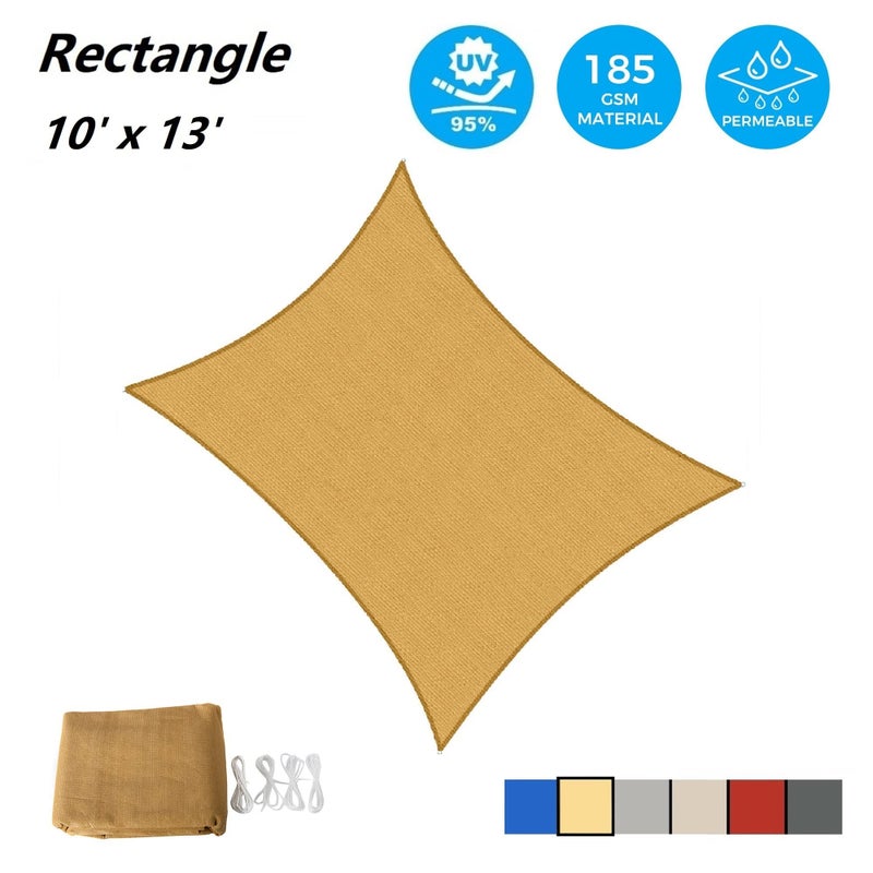 Asteroutdoor Sun Shade Sail Rectangle 10' x 13' UV Block Canopy for Patio Backyard Lawn Garden Outdoor Activities, Sand - Image 2